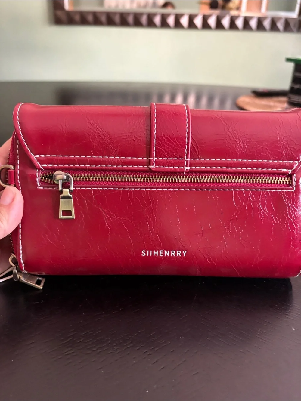 Red Women's Buckle Wallet Clutch